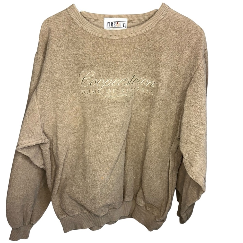 Vintage 80s 90s Cream Cooperstown Home of Baseball Crewneck Size M